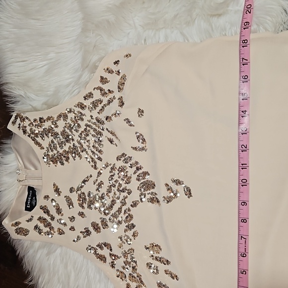 Bebe | Cream Sequined Special Occasion Dress - Picture 9 of 9